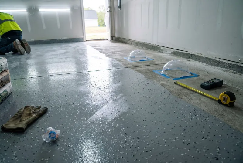 Sample image: moisture test on a ground garage slab (sample photo)